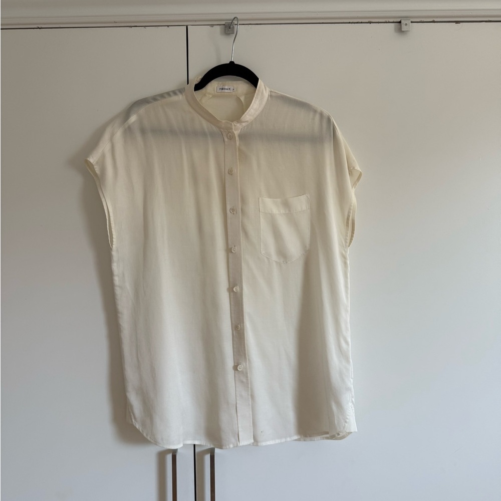 Cream Relaxed Fit Sleeveless Blouse